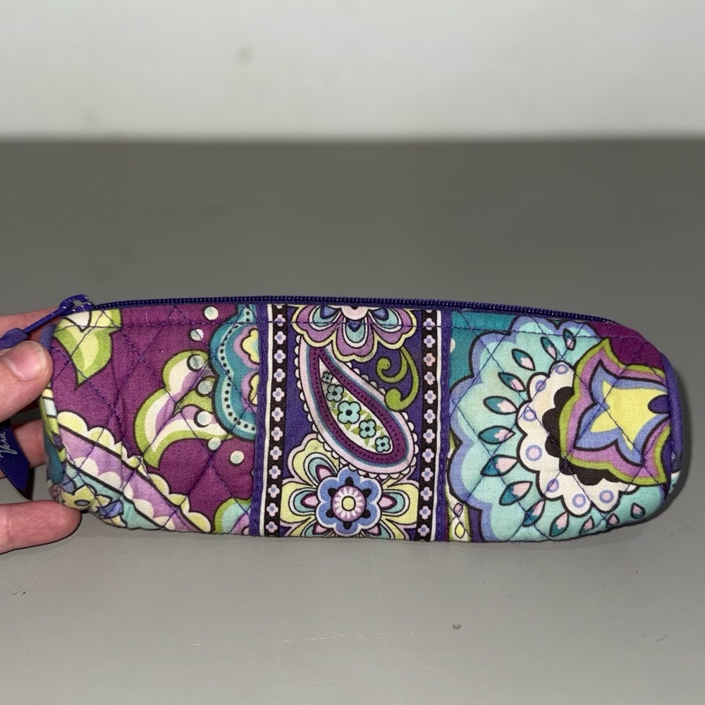 Vera Bradley Purple and Teal Patterned Cosmetic Case